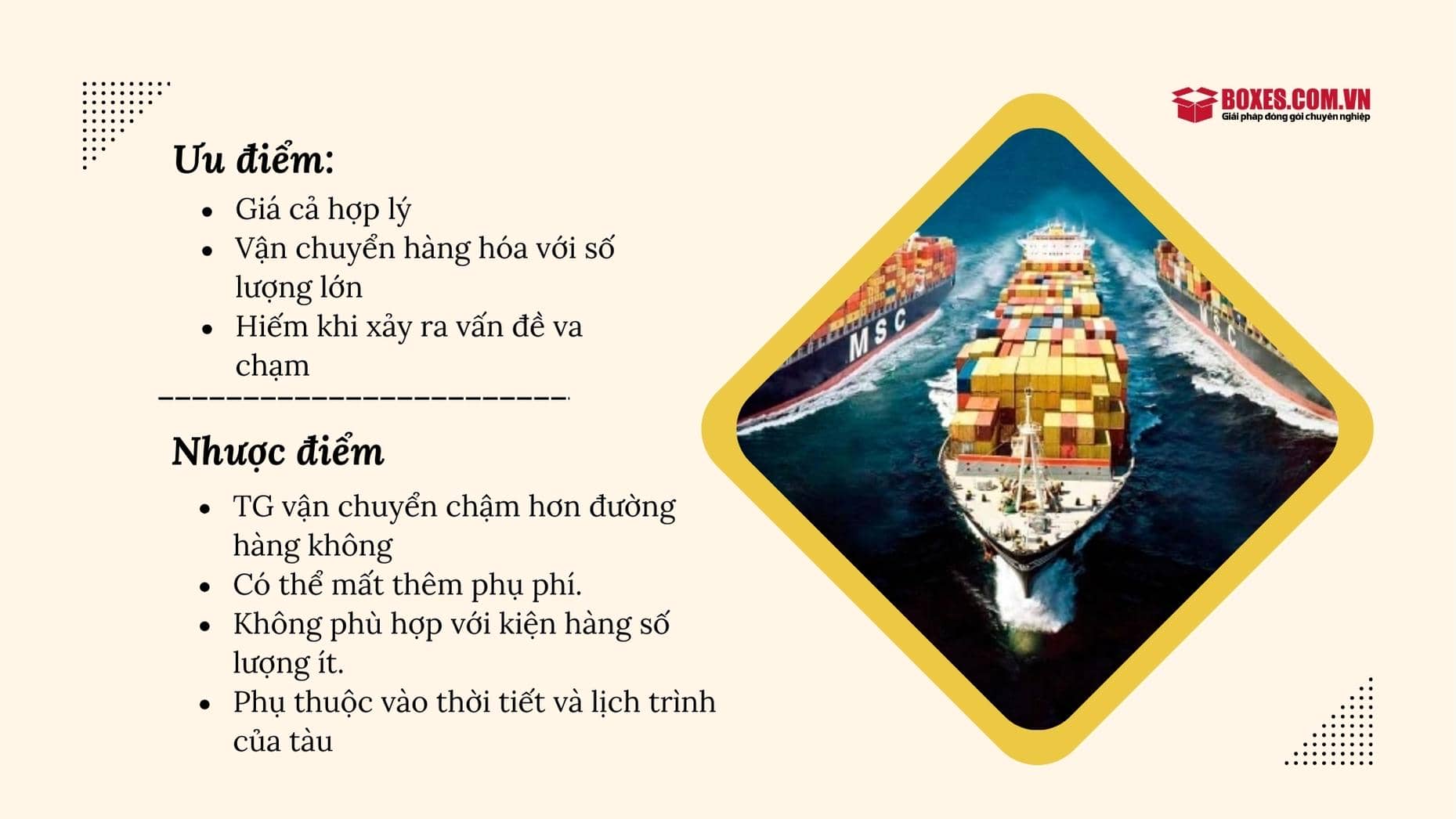 Ưu nhược điểm khi vận chuyển hàng hóa bằng đường biển