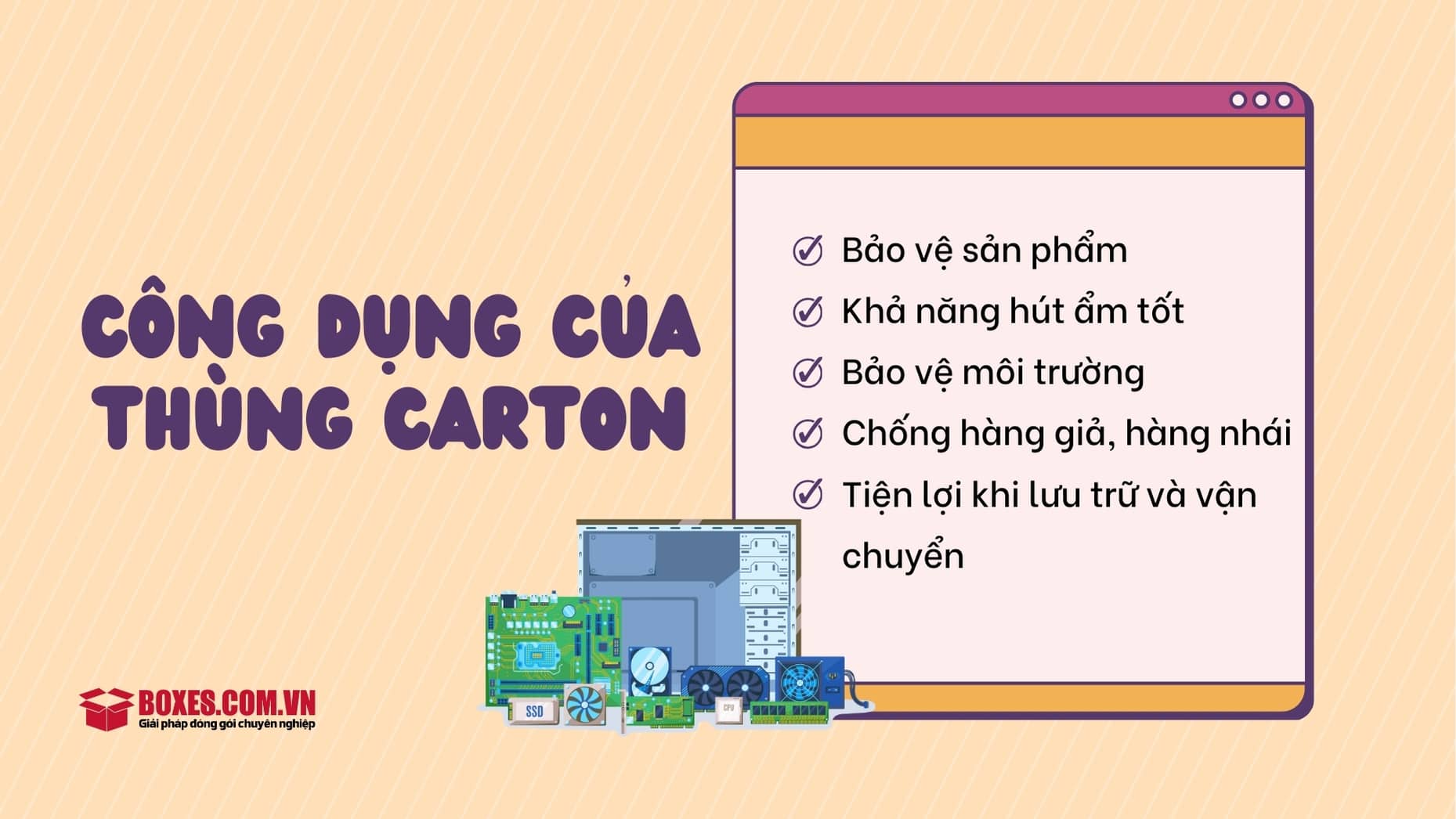 Vai trò của thùng carton đựng thân máy
