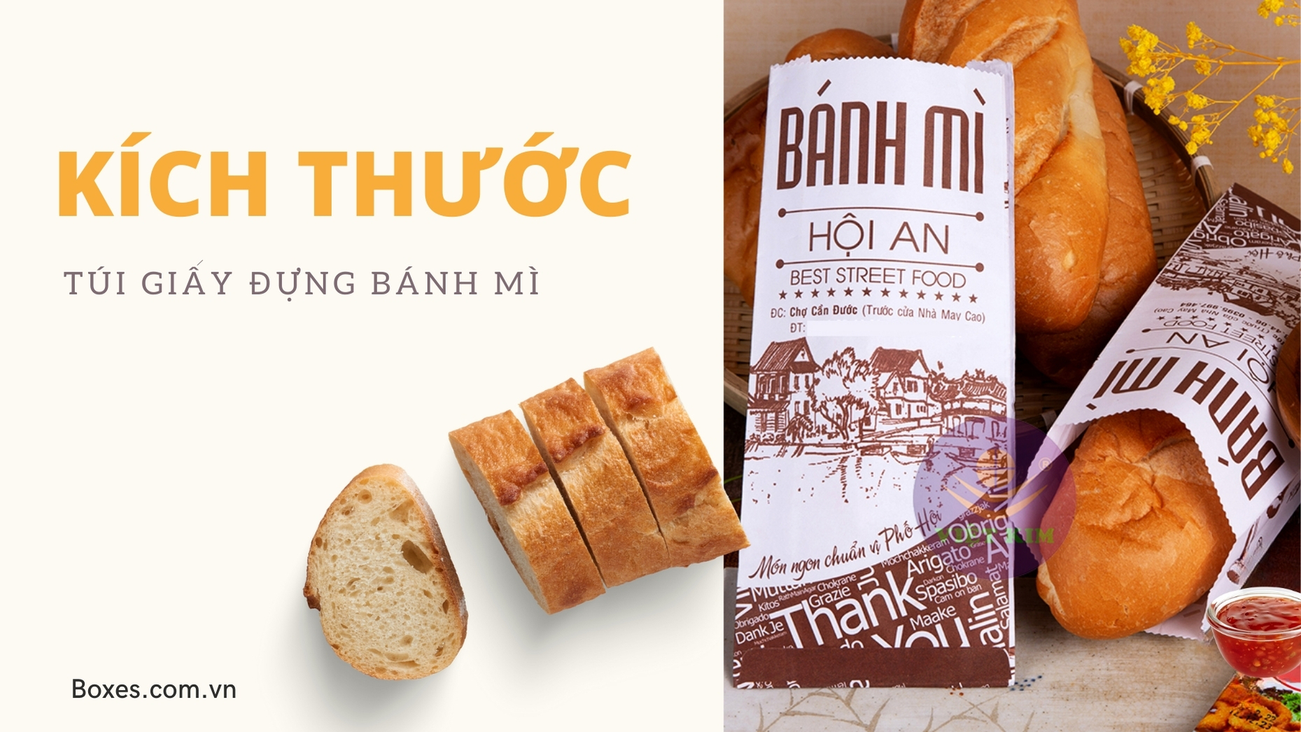 Chi tiết kích thước túi giấy đựng bánh mì trên thị trường
