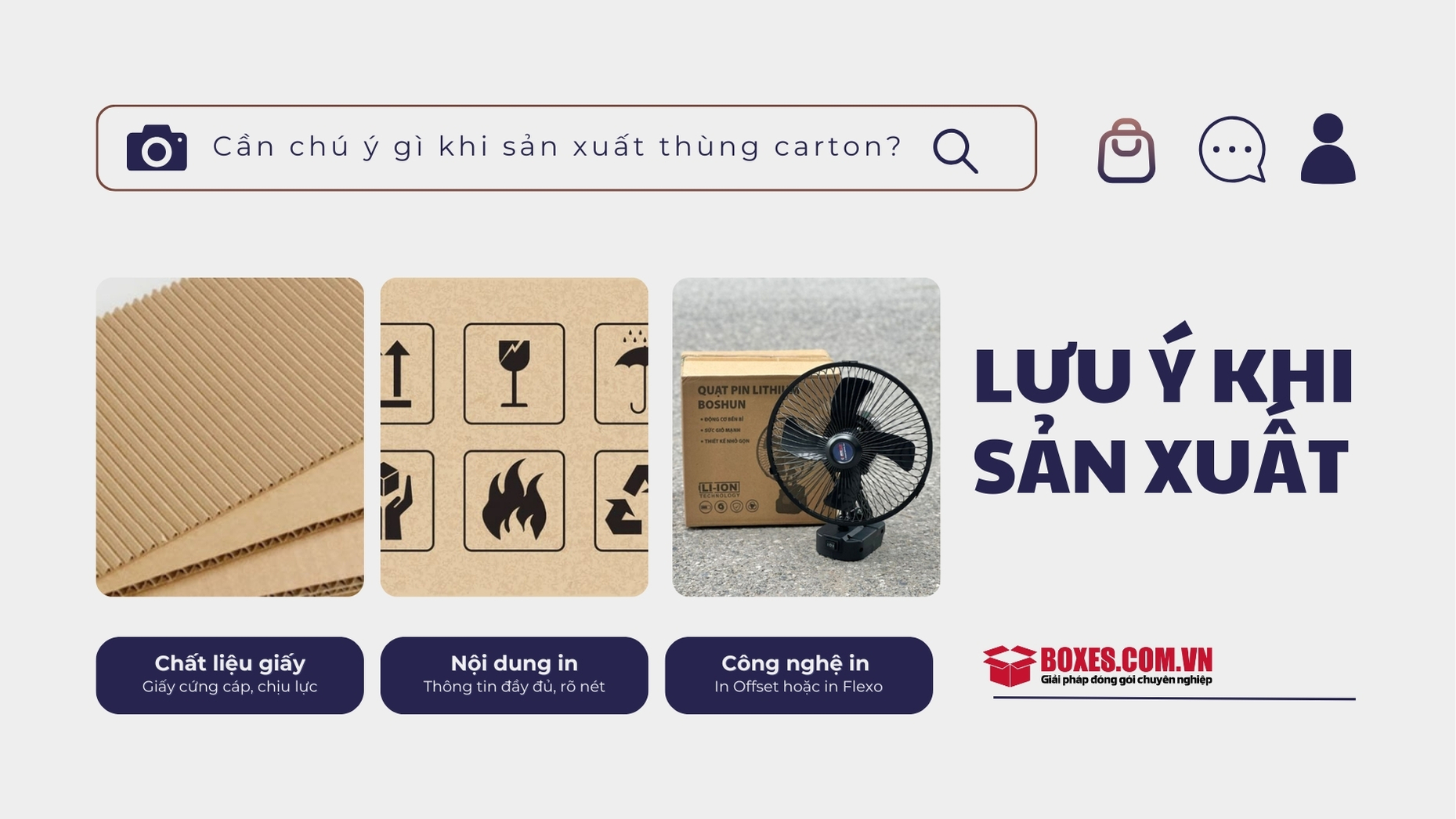 Những lưu ý khi sản xuất thùng carton đựng quạt Hình ảnh các yếu tố cần quan tâm khi sản xuất thùng carton đựng quạt?